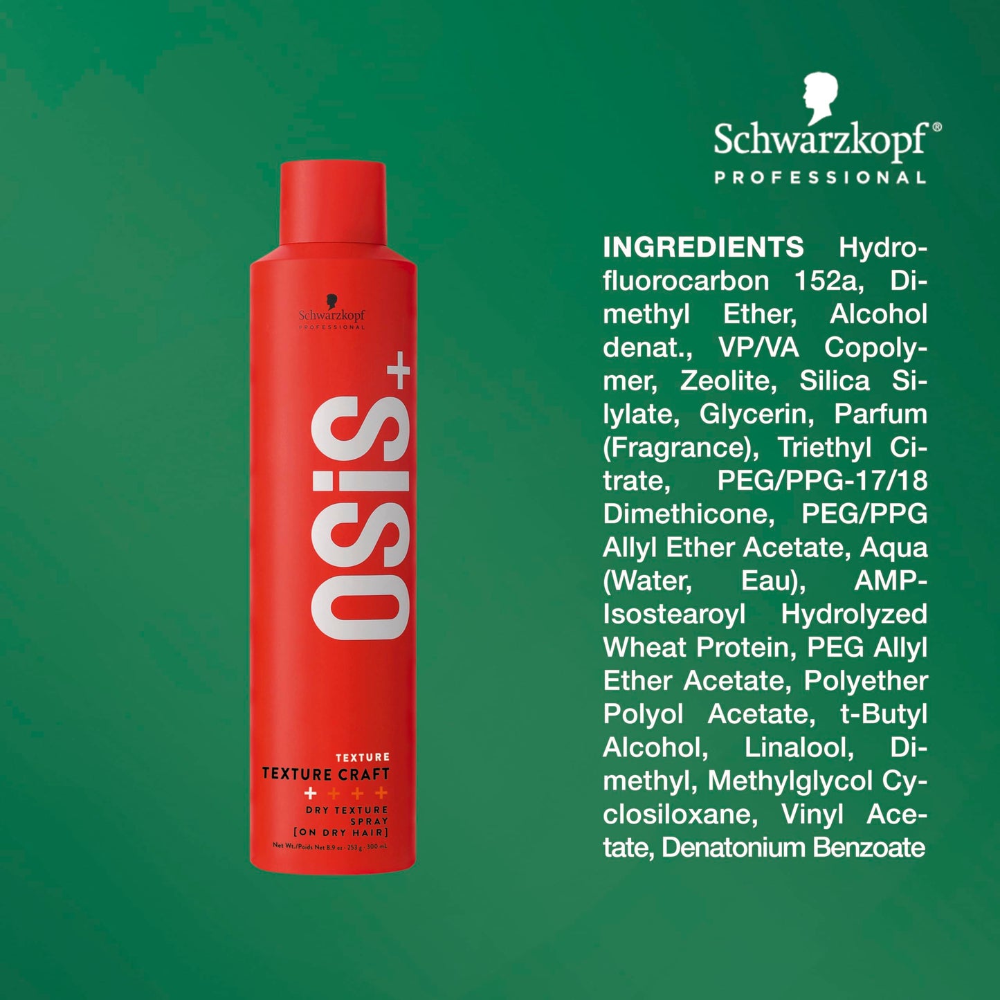 OSiS+ Texture Craft – Volumizing Dry Texture Spray - Root Lift with Natural Feel and Shine – Lightweight Hair Styling Product – Brushes Out Easily, 8.9 oz Packaging may vary