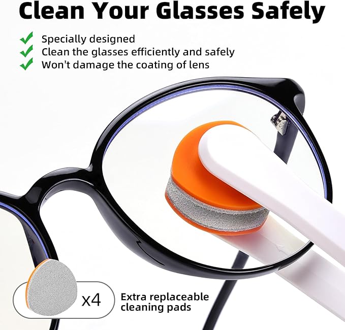 Ordilend Glasses Cleaner, Glasses Cleaning Kit with Eyeglass Cleaner Spray, Eyeglass Lens Cleaner, Microfiber Cleaning Cloth,Portable Eyeglass Repair Kit with Screws, Safe for All Lens(White)