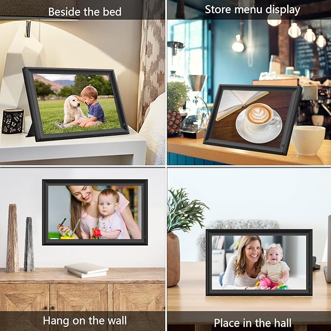 15.6inch FRAMEO Digital Photo Frame with 1920x1080 FHD IPS LCD Touch Screen, Dual-WiFi Share Photos & Videos Via Frameo App, Support USB Drive/SD Card Extend Storage, Auto-Rotate