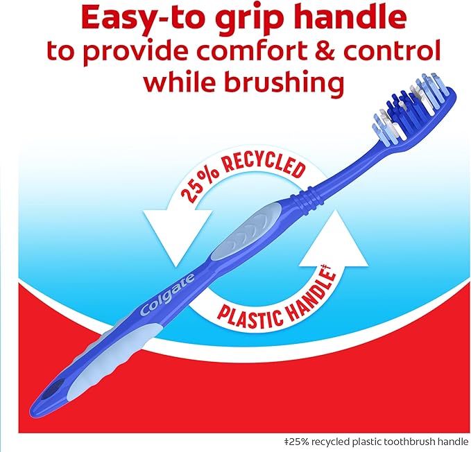Colgate Extra Clean Toothbrush, Medium Toothbrush for Adults, 6 Count (Pack of 12)
