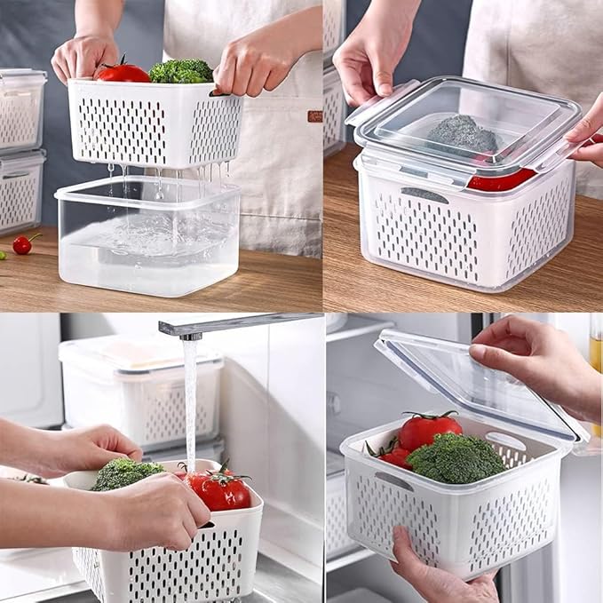 5 Pack Fruit Vegetable Storage Containers for Fridge, Berry Keeper Box Containers with Leak-proof Lids, Onion Saver, Tomato Saver, Lemon Saver, Avocado Saver, Keep Fresh Produce Saver Containers
