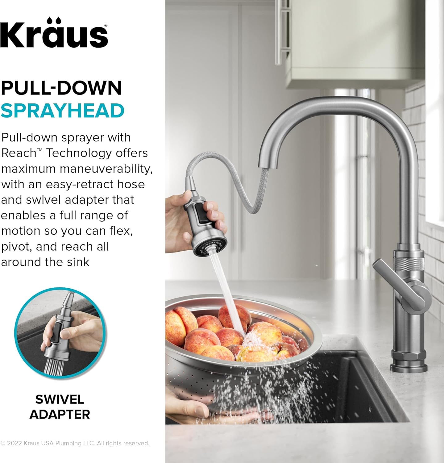 KRAUS Allyn Industrial Pull-Down Single Handle Kitchen Faucet in Chrome, KPF-4102CH
