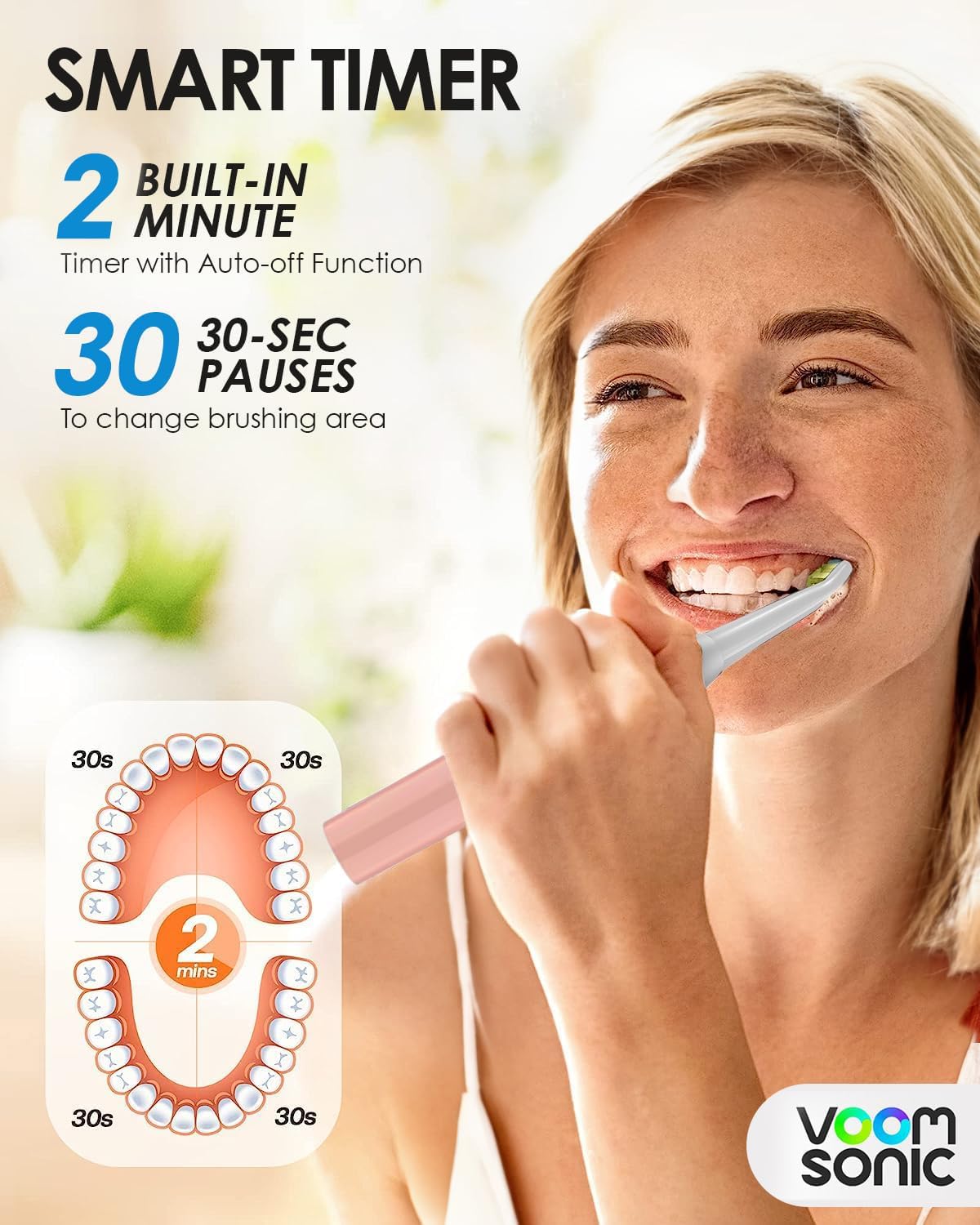 Voom Sonic Go 1 Series Travel Electric Toothbrush | Travel Toothbrushes - Battery Operated Toothbrush for Adults & Kids, Dentist Recommended Toothbrush, Portable with 2 Minute Timer (Pink)