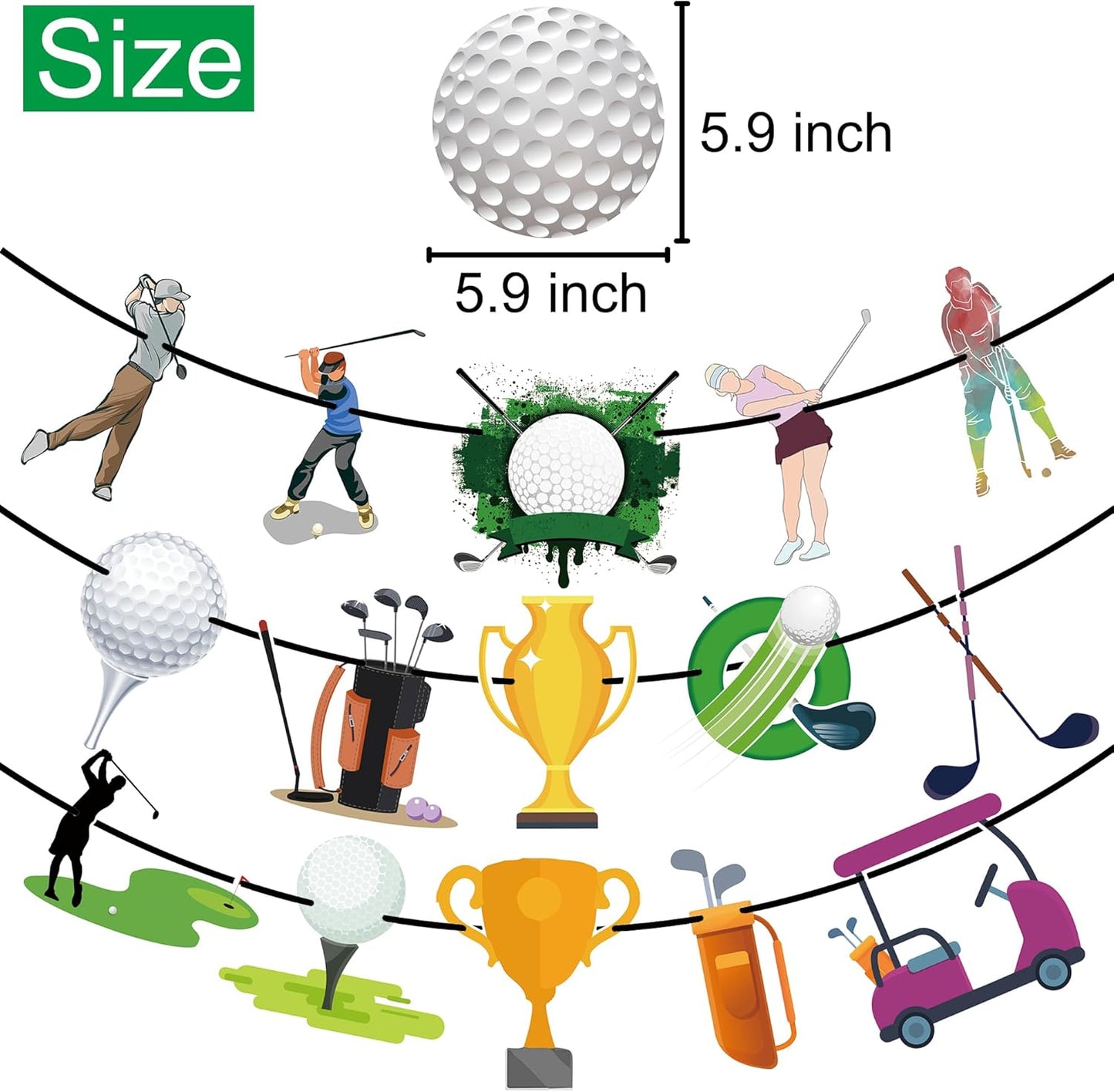 3 Pack Golf Themed Banner Party Supplies Decorations-Sport Themed Birthday Baby Shower Green Golf Ball Carts Party Favors Gifts