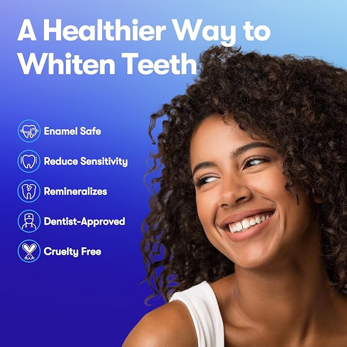 MySmile Teeth Whitening Strips, Hydroxyapatite-Infuse White Strips, Non-Sensitive Teeth Whitening with Soothing Natural Ingredients, Enamel-Safe, Residue-Free, Non-Slip, 21 Treatments Kit