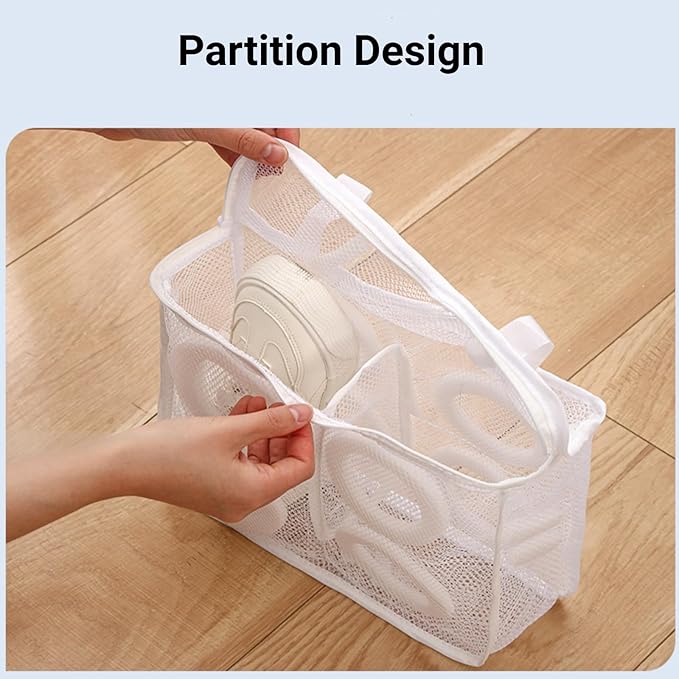 Shoe Wash Bags, Mesh Cleaning Bags for Sneaker, Underwear, Socks, Hangable Mesh Laundry Bags for Washing Machine, 2 Packs