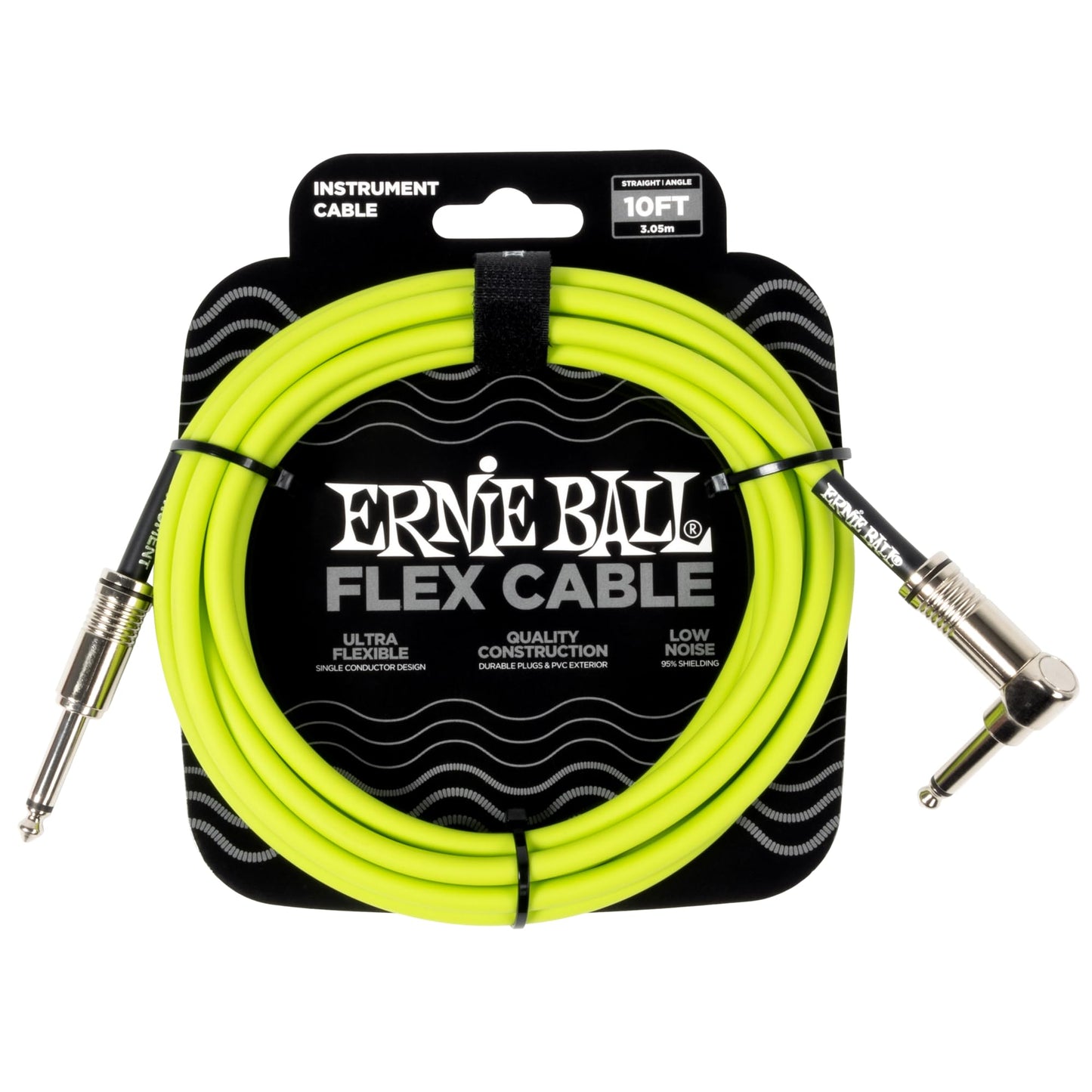Ernie Ball Flex Instrument Cable Straight/Angle 10ft - Green (P06465)