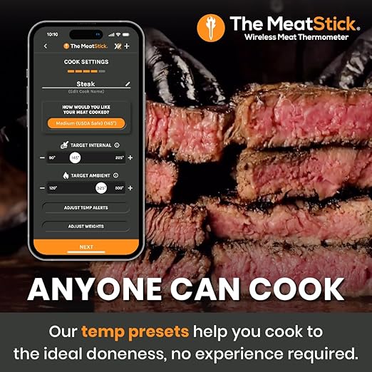 MeatStick 4X Bundle [2-Probe/650ft Range] | Quad Sensors Smart Wireless Meat Thermometer with Bluetooth | for Smoking, Grilling, BBQ, Air Fryer, Deep Frying, Oven, Sous Vide, Rotisserie