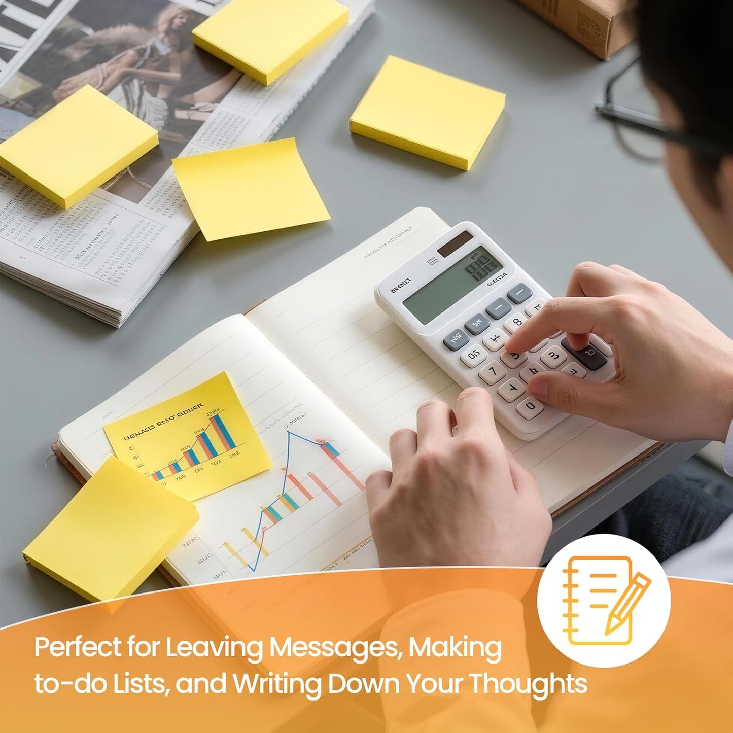 480 Sheets 3 in x 5 in Large Sticky Notes, 76 x 127 mm 6 Pads Classic Yellow Self-Stick Pads for Notebook,Office,School and Home,80 Sheets/Pad (6 Pads Yellow)