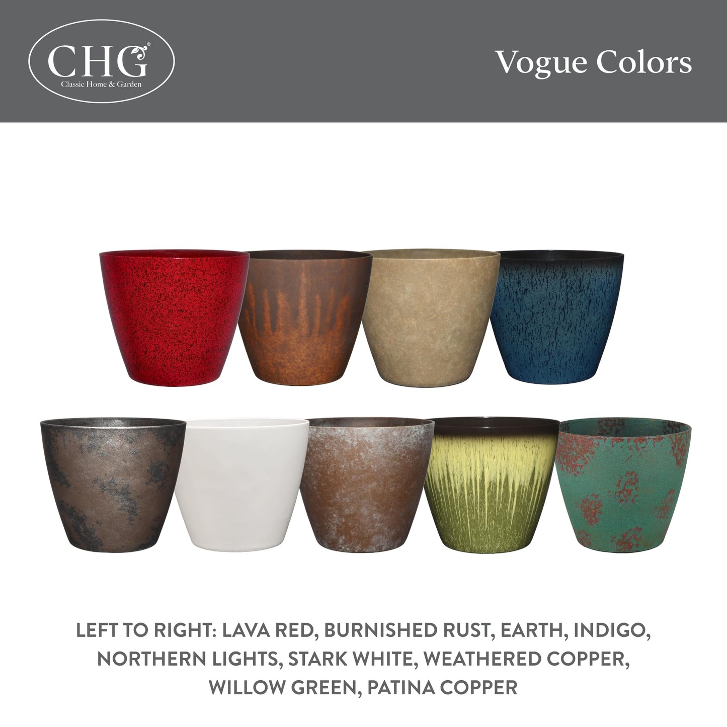 Classic Home and Garden Vogue Planter Pots w/Pottery Quality Finish - Modern Indoor & Outdoor Flower Pots - UV-Resistant Porch Planters - Decorative Pot for Flowers & Herbs (8” Lava Red)