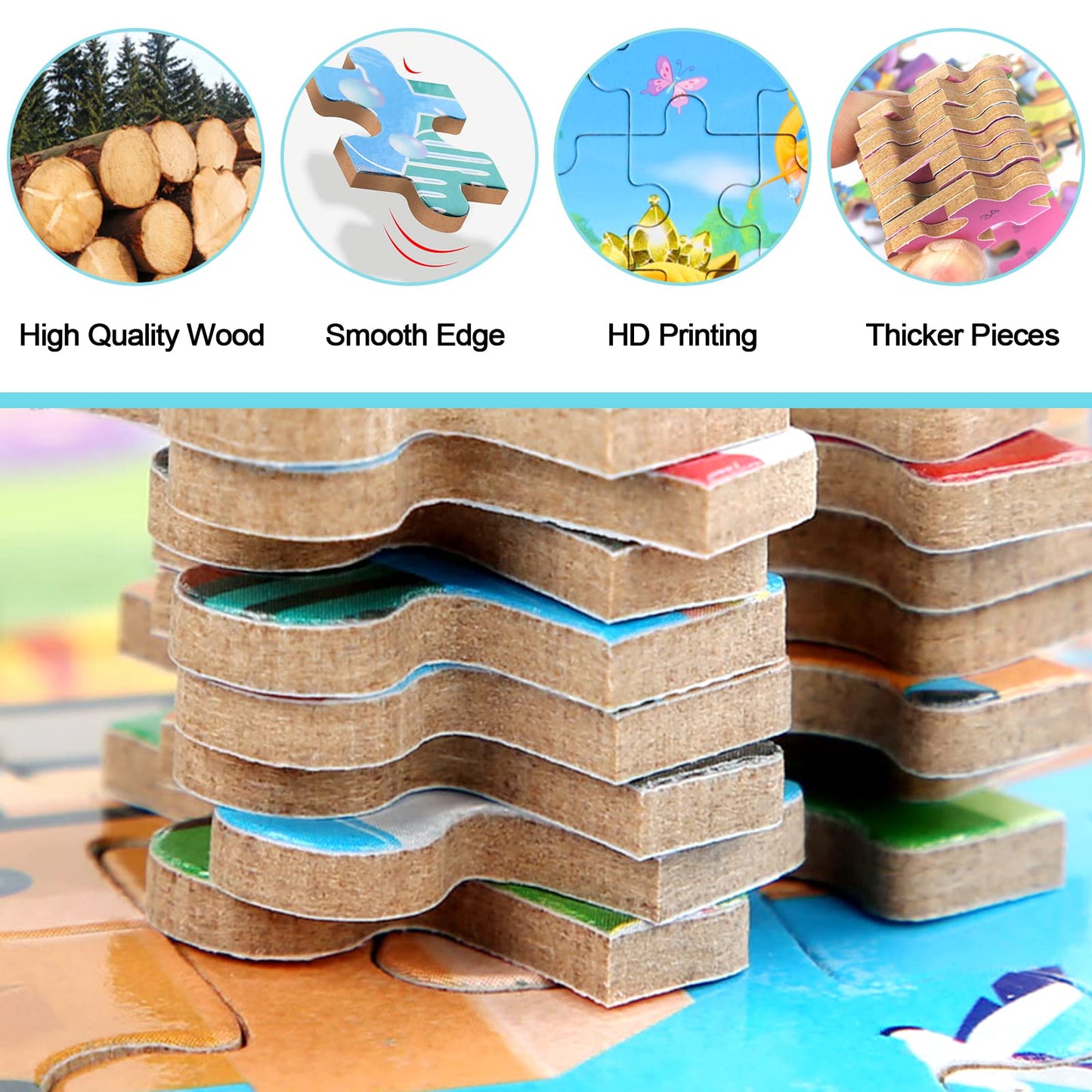 MZZOTOY Puzzles for Kids Ages 4-8, 60 Pieces Puzzles for Kids Ages 3-5 in a Metal Box Girls and Boys Learning Educational Jigsaw Puzzle Toys Gifts