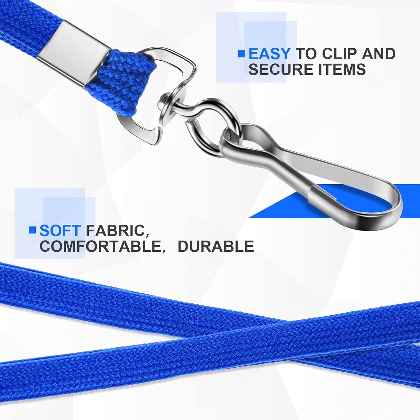 50 Pcs Color Lanyards Flat Lanyards for ID Badges Assorted Colors Badge Lanyards with Swivel J Hook Clip for Office Worker, Student, Teacher