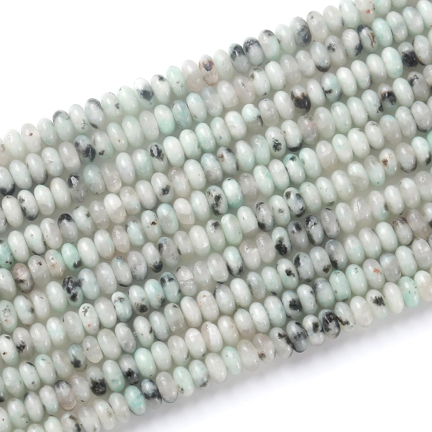 150PCS 2x4mm Natural Tianshan Blue Jaspers Stone Rondelle Beads Abacus Disk Stone Beads Round Loose Spacer Gemstone for DIY Bracelet Necklace Jewelry Making