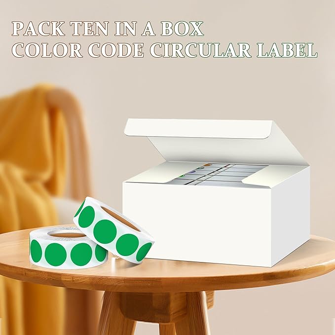‎‎WANSTE 10Rolls 10000PCS 0.75 Inch Small Green Sticky Tags, Permanent Sticky Dot Color Code Labels in Dispenser Box,Circle Blank Labels Total for Documents, Inventory,Calendars, CDs,Garage Sales