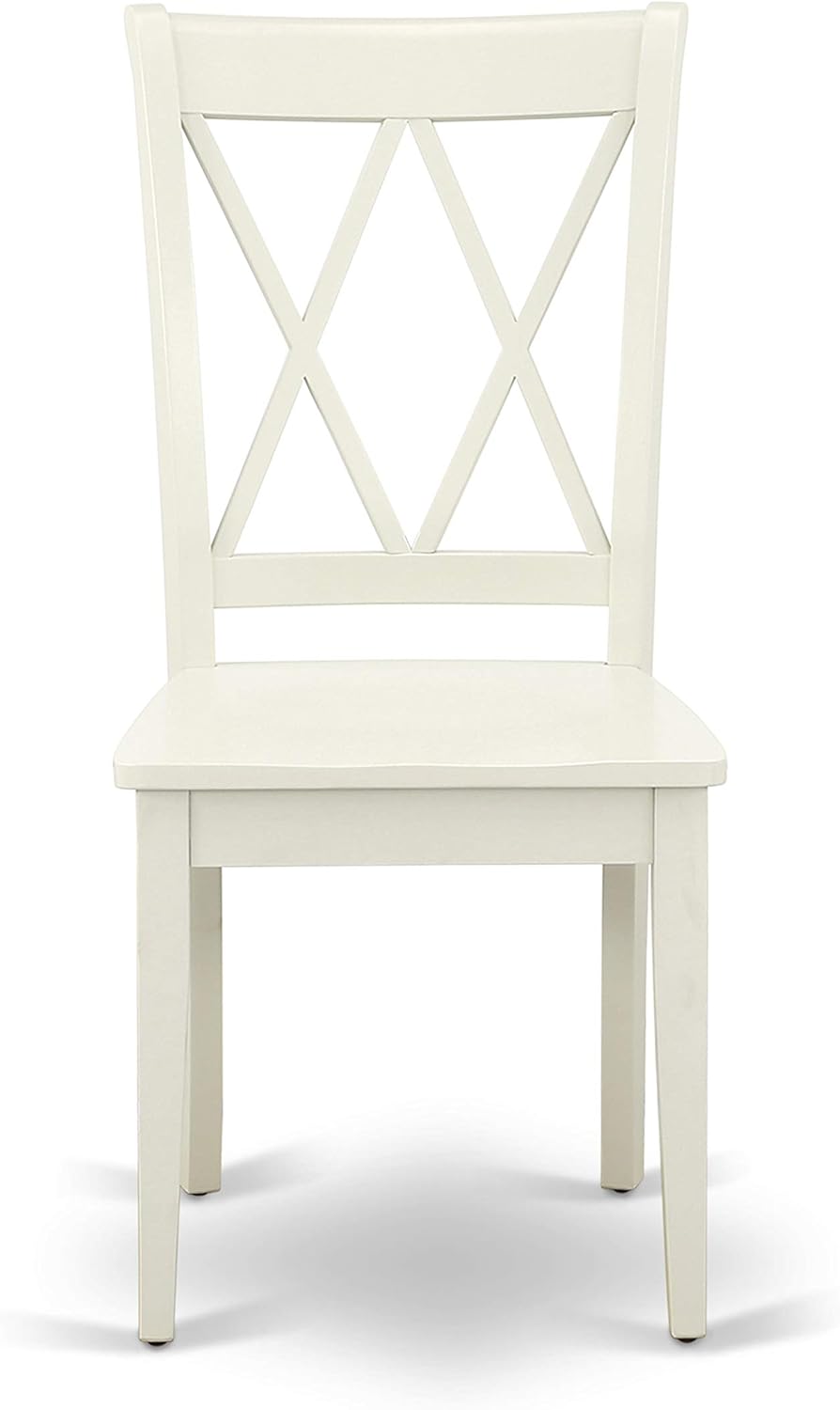 East West Furniture HBCL5-LWH-W 5 Piece Dining Set Includes a Round Dining Room Table with Pedestal and 4 Kitchen Chairs, 42x42 Inch, Linen White