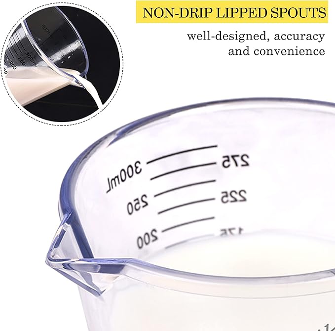 Measuring Cups （1000ml）, Liquid Measuring Cups For Kitchen - BPA Free Plastic with Spout Multiple Measurement Scales (Clear)