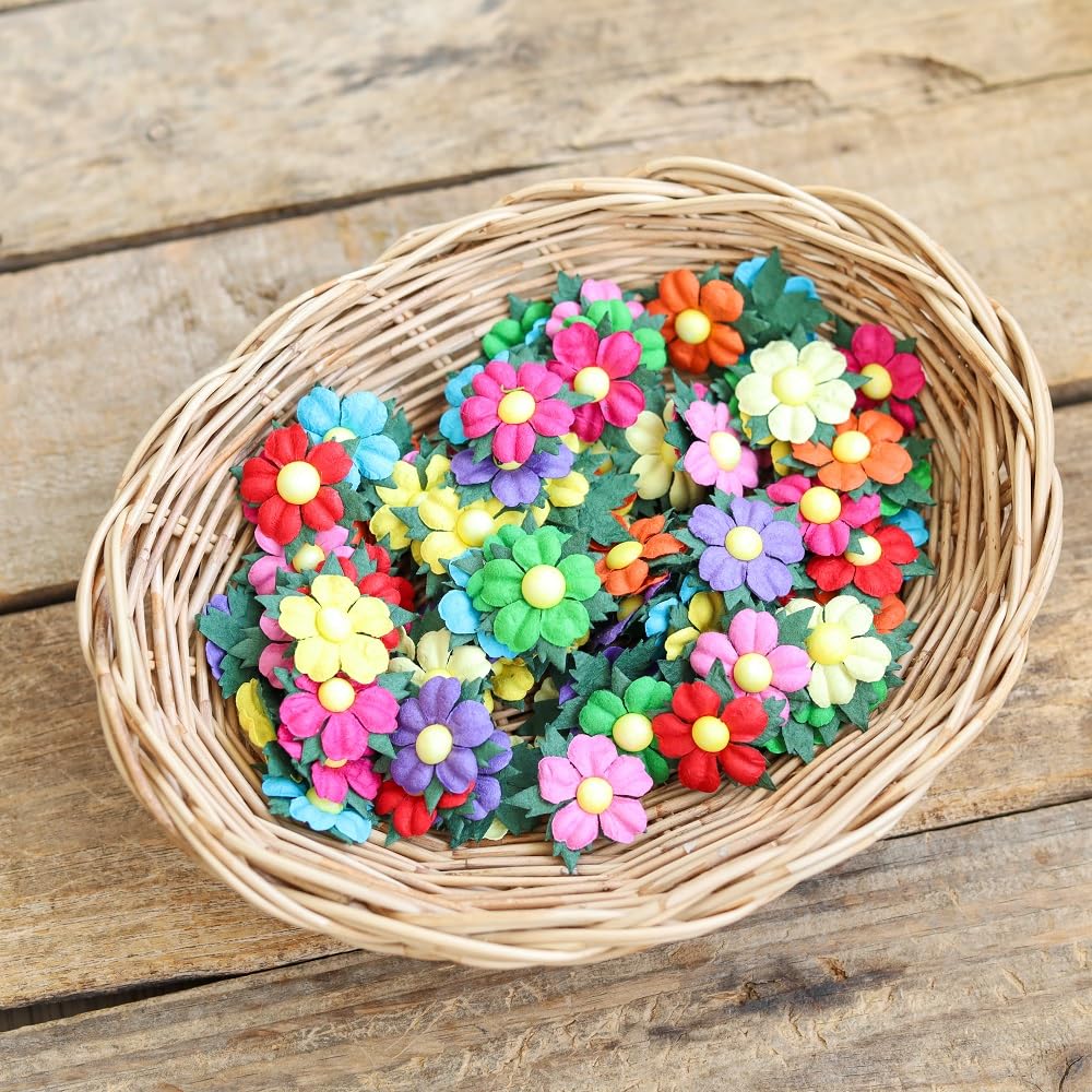 DUONGJAIS BRAND Handmade 100 Pcs Lovely Mulberry Paper Flowers 30x30mm Scrapbooking Wedding DIY Craft Supplies Card Paper Flowers Craft Projects Artificial Flowers. (.10 Colors..)