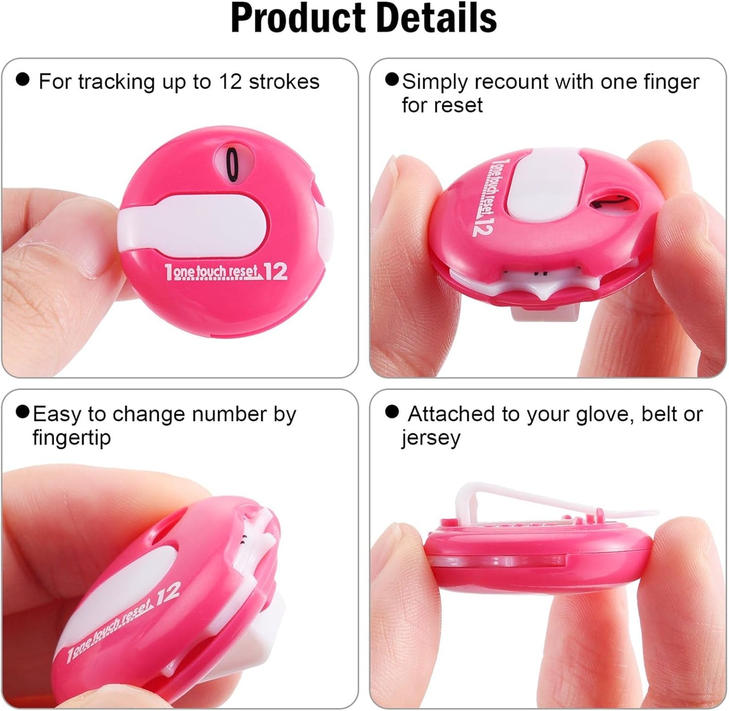 Frienda Golf Score Counter Mini Golf Stroke Counter with One Touch Reset and Simple Attachment to Scorekeeper Glove in