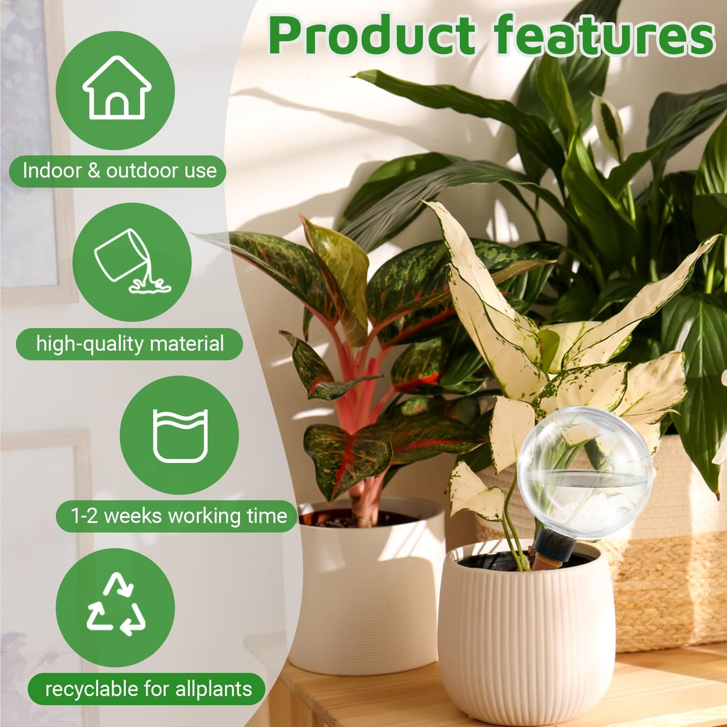 Lihopeght 4pcs Self Plant Watering Globes for Indoor and Outdoor Plants Plastic Automatic Plant Watering Bulbs Insert 17.5 oz with Slow Release Control Water Dripper for Plants (Clear)