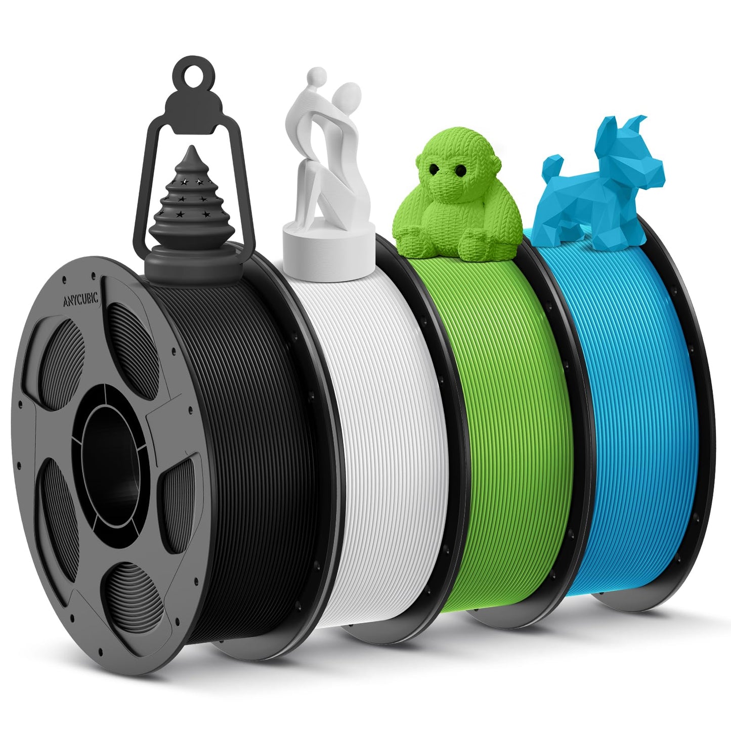 ANYCUBIC 3D Printer Filament PLA Bundle, PLA Filament 1.75mm Dimensional Accuracy +/- 0.02mm, 1KG Reusable Spool, 1KG Reusable S