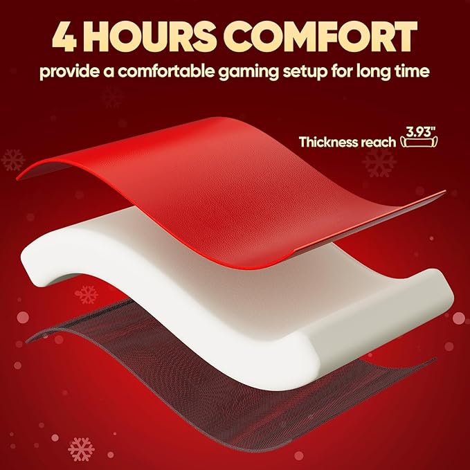 Gaming Chair, Lumbar Support Massage Computer Chair, High Back Gamer Chair, with Footrest and Headrest, Lumbar Pillow, Recline, Wide Seat, Gaming Chairs for Christmas/Birthday Gifts, Red