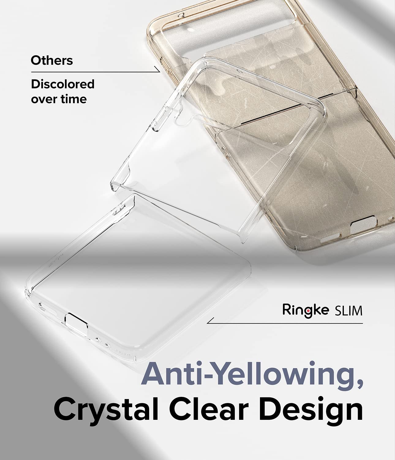 Ringke Slim [Anti-Yellowing Material] Compatible With Samsung Galaxy Z Flip 4 5G Case (2022) For Minimalist Yet Sturdy, Solid Sl