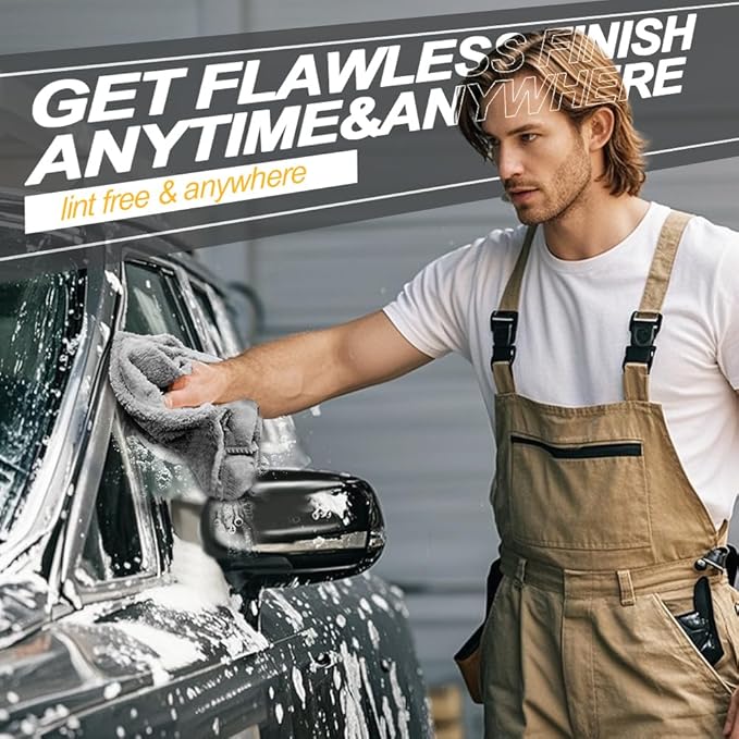 Drying Towels Car Detailing(Coral Fleece) Car Wash Cleaning Towel For Car Exterior and Interior ,Absorbent, Lint-Free, Extra Soft,Reusable and Durable,Microfiber Rags 16in x 16in-Grey 12 Packs