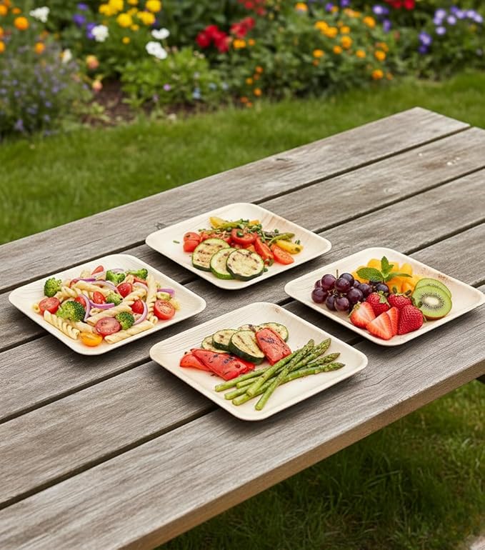 Charity Leaf Compostable 10" Square Palm Leaf Dinner Plates (50-pack) | Premium, 100% Natural, Disposable, Heavy Duty | Perfect for Parties, Weddings & Catering Events