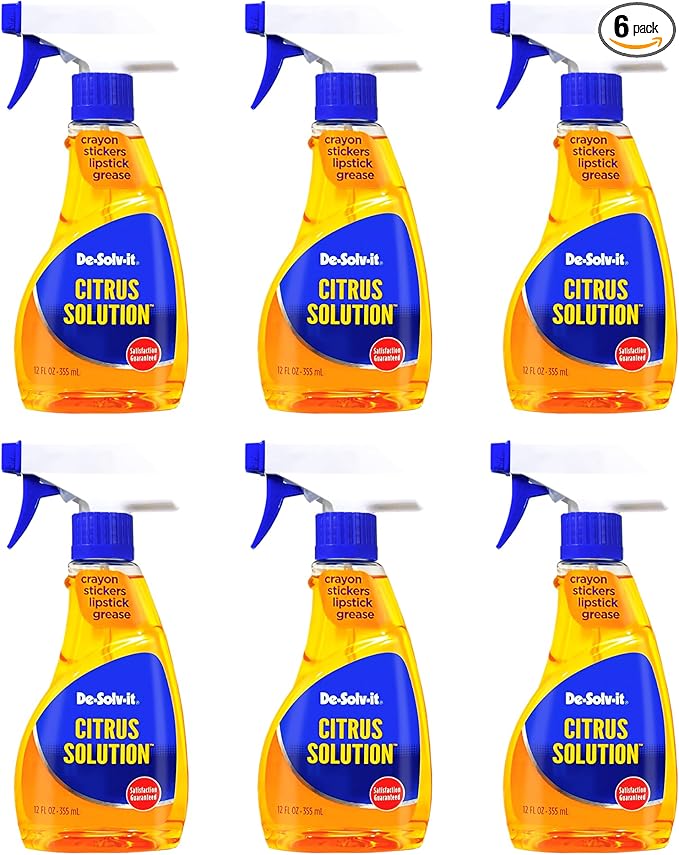 De-Solv-It Citrus Solution - Odor & Stain Remover for Cloth, Wood, Glass & More, 12.6-Ounce (6-Pack)