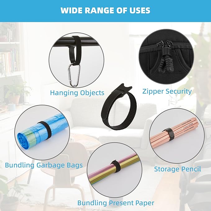 200 PCS Reusable Cable Ties with Hook and Loop, Multi-purpose Adjustable 8 Inch Cable Management Wire Ties Cable Straps for Organizing Home, Office and Data Centers (Multicolored)