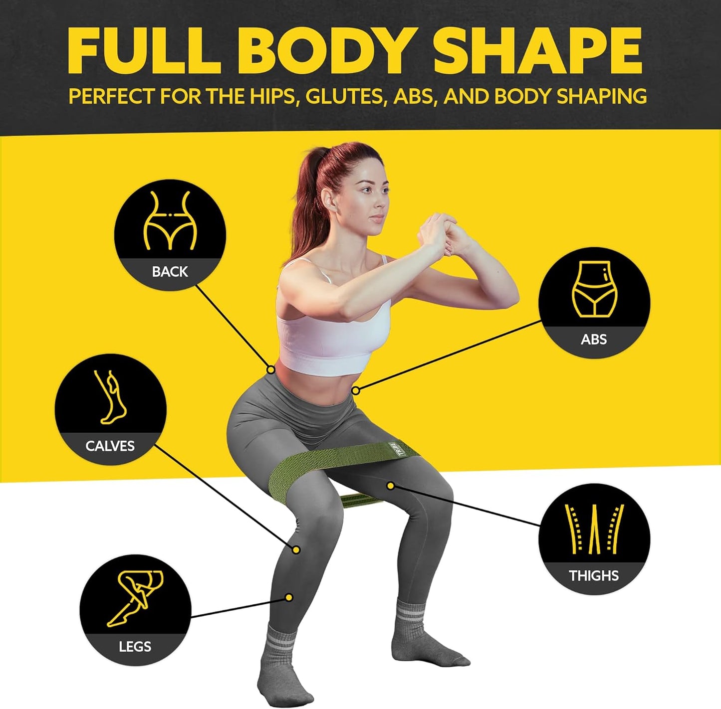 Tribe Lifting Fabric Resistance Bands for Legs - Workout Bands Resistance Bands for Men and Women - Booty Bands for Working Out - Exercise Bands Resistance Bands Set - Elastic Bands for Exercise