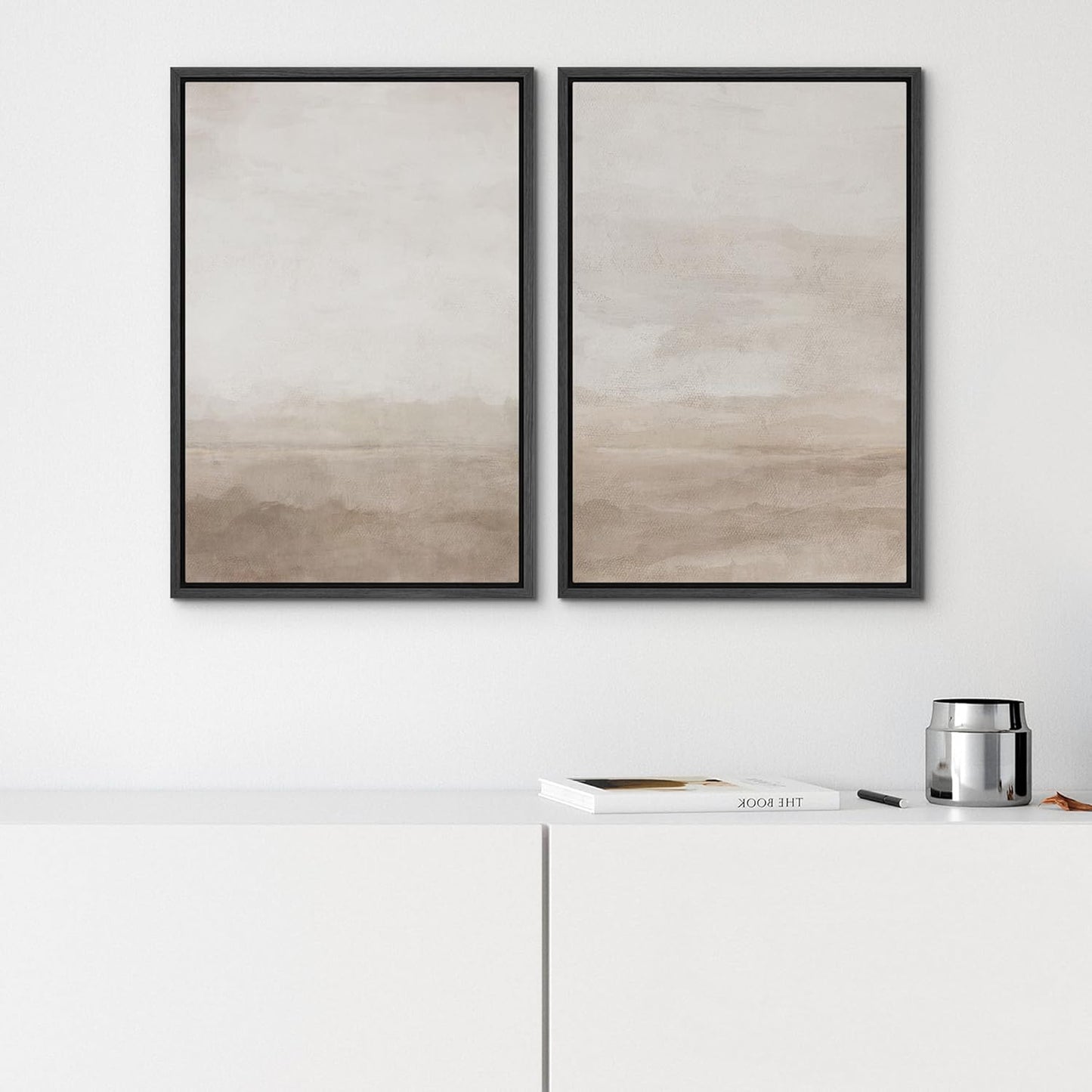 SIGNWIN Framed Canvas Print Wall Art Abstract Wave Pattern Modern Art Minimalist Neutral Decor for Living Room, Bedroom, Office - 16"x24"x2 Black