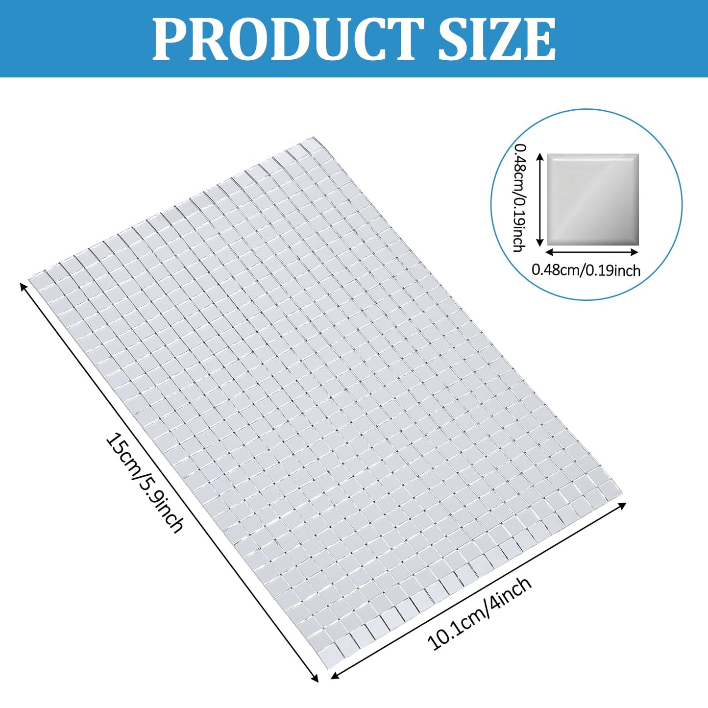 18000 Pieces Mirror Mosaic Tiles, 5 x 5 mm Self Adhesive Mirror Stickers, Real Glass Mini Square Mirrors, Disco Ball Stickers for Crafts DIY Home Decorations