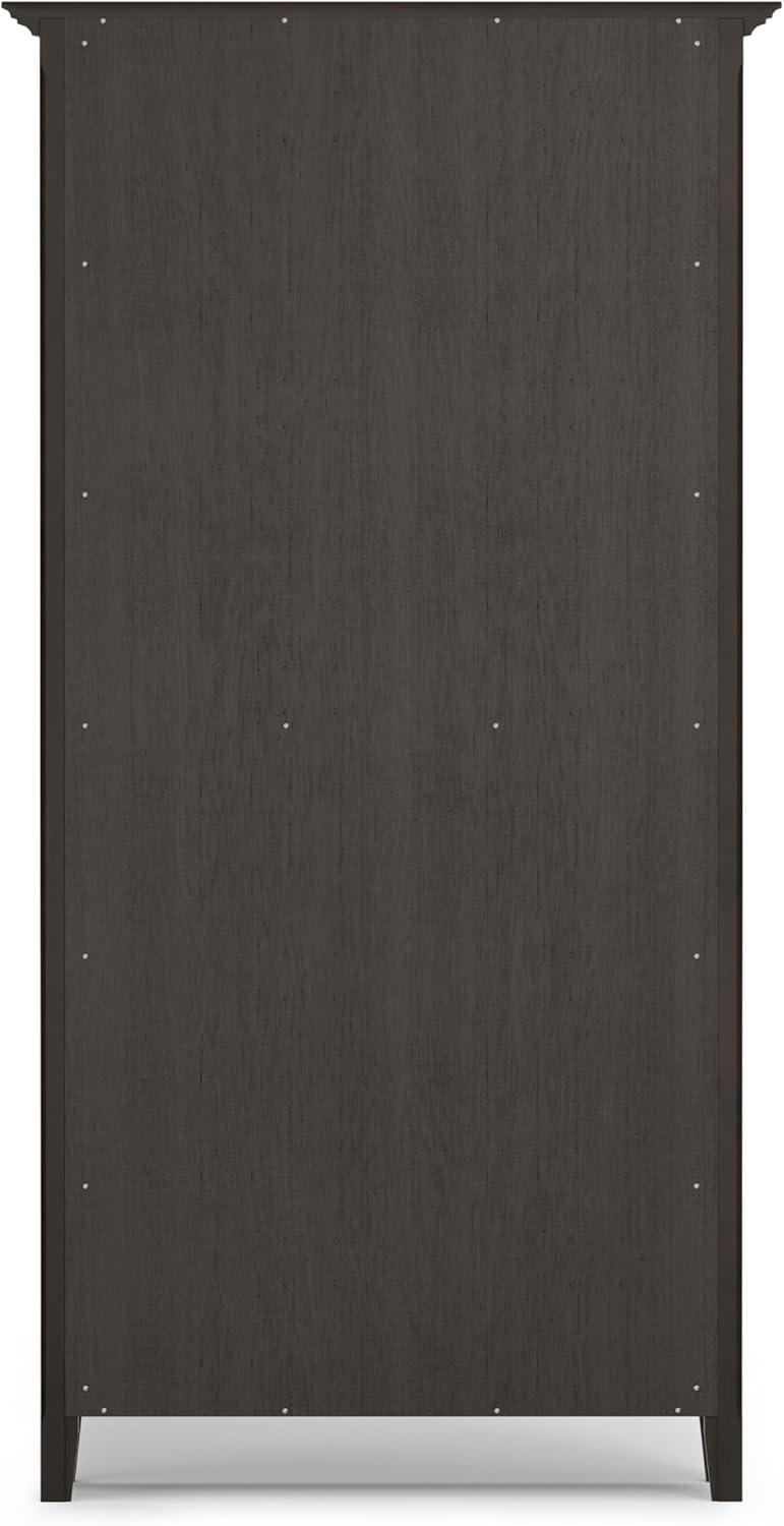 SIMPLIHOME Amherst Bookcase - 70 inch Tall 5-Shelf Solid Wood Bookshelf in Hickory Brown, Transitional Storage for Living Room, Study Room or Office with Adjustable Shelves and Tapered Legs