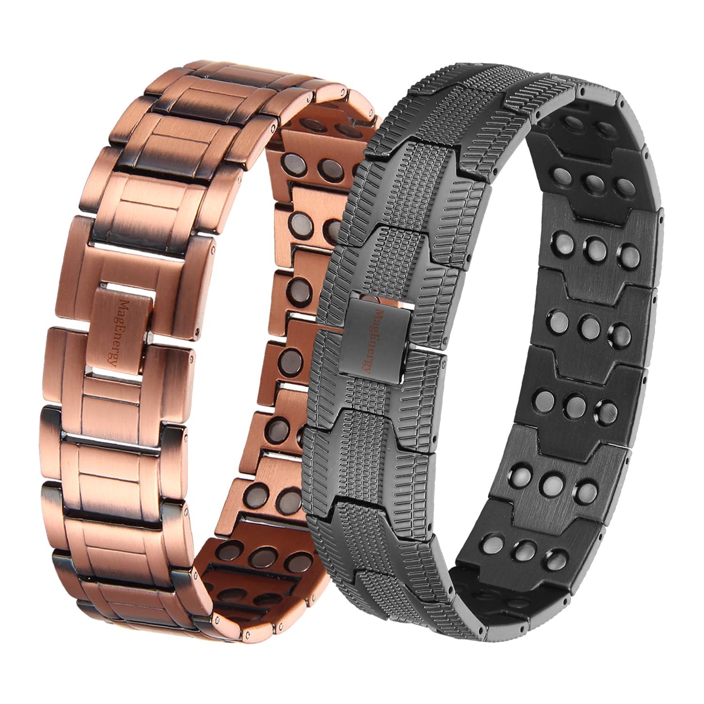 MagEnergy 3X Magnetic Copper Bracelet for Men, 99.99% Pure Copper Magnetic Bracelets with Ultra Strength Magnets, Adjustable Wristband with Sizing Tool Jewerly Box