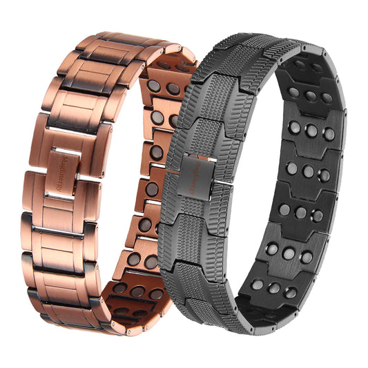 MagEnergy 3X Magnetic Copper Bracelet for Men, 99.99% Pure Copper Magnetic Bracelets with Ultra Strength Magnets, Adjustable Wristband with Sizing Tool Jewerly Box