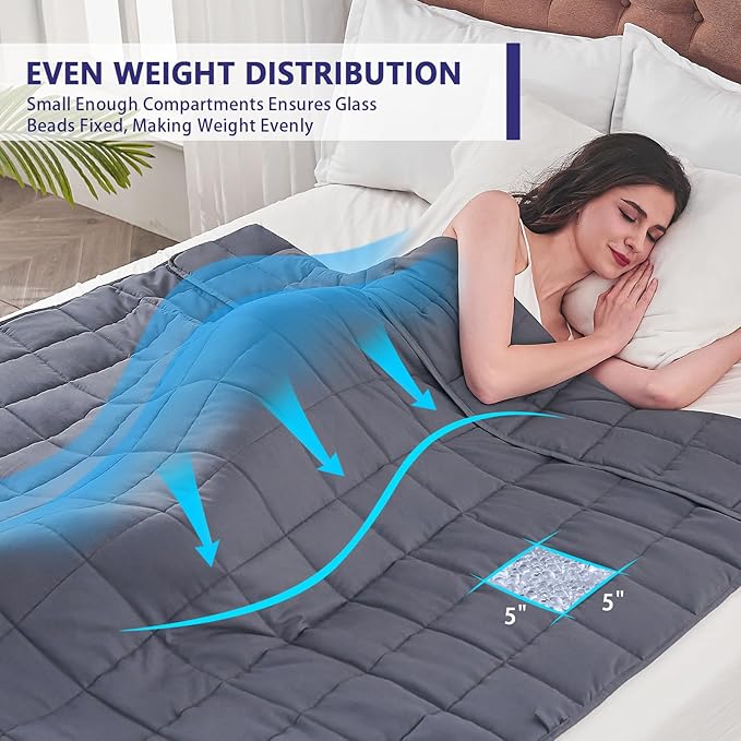 yescool King Size Weighted Blanket for Adults (25 lbs, 80” x 87”, Grey) Cooling Heavy Blanket for Sleeping Perfect for 240-260 lbs, Breathable Blanket for Adults & Couple All Season, Machine Washable