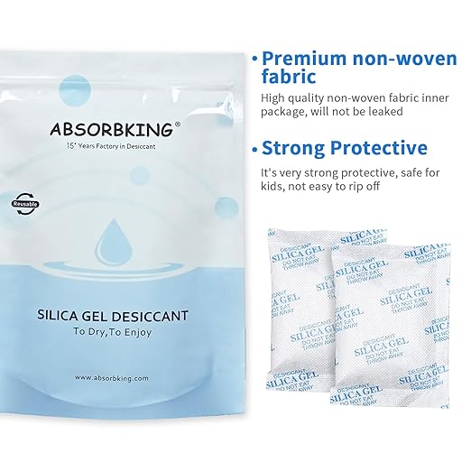Silica Gel Packets – 50 Gram 50 Packs Moisture Absorbers, Desiccant Packs for Storage, Food Safe Desiccant for Foods, Seeds, 3D Filaments, Electronics, Safes