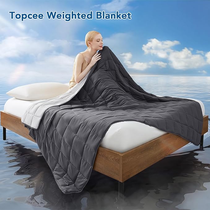 Topcee Weighted Blanket for Adults (20 lbs, 60" x 80") Queen Size Soft Cooling Heavy Blanket Sleeping, Apply to 190-210 lbs Body, Thick Breathable Blanket with Glass Bead, Easy Care