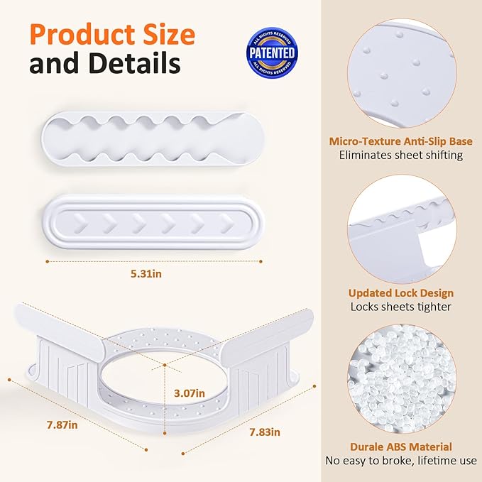 Bed Sheet Holders for Corners: 4Pcs Fitted Sheet Holder with Locks, Sheet Clips Fits Mattress, Upgrade Sheet Holders Keep Sheets Firm & Tight, Heavy Duty Sheet Fasteners- White