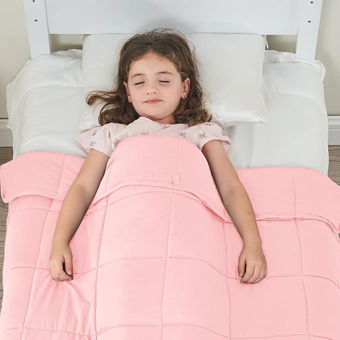 yescool Weighted Blanket (5 lbs, 36" x 48", Pink) Cooling Heavy Blanket for Sleeping Perfect for 40-60 lbs, Breathable Blanket with Premium Glass Bead, Machine Washable
