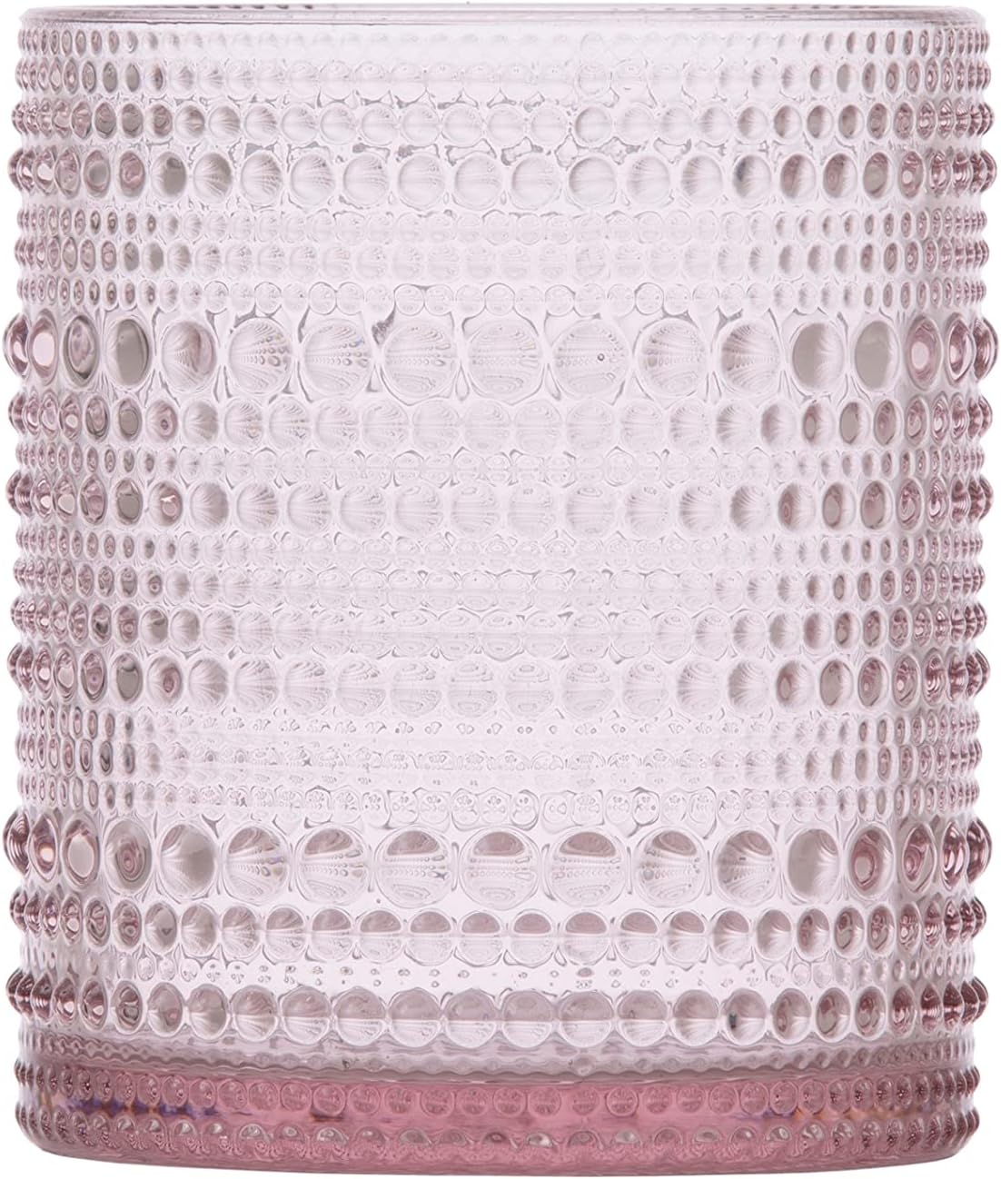 Fortessa Jupiter Beaded Hobnail Glass, 10 Ounce Double Old Fashioned (Set of 4), Pink