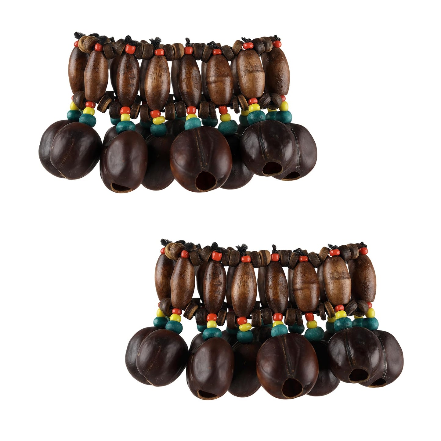 GOGHOST Cacho Seed Rattle Bracelet Anklet, 2 PCS Brown African Shaker Nut Shell Bracelet Natural Percussion Accessories Musical