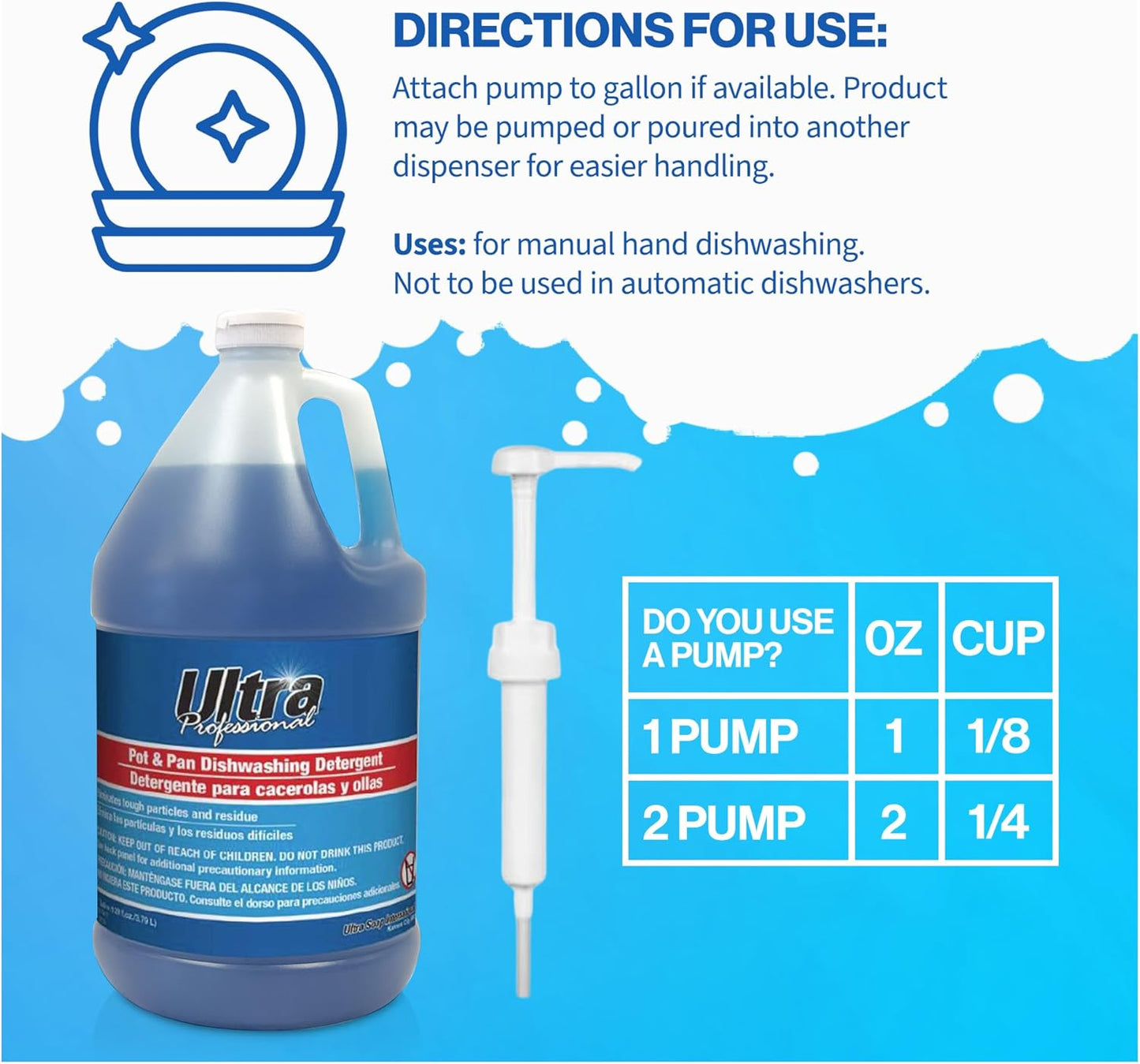 Ultra Professional ™ 4 Pack 1 Gallon Pots & Pan Dishwashing Detergent Dish Cleaning Liquid, Platinum, Blue- Powerful Grease Remover