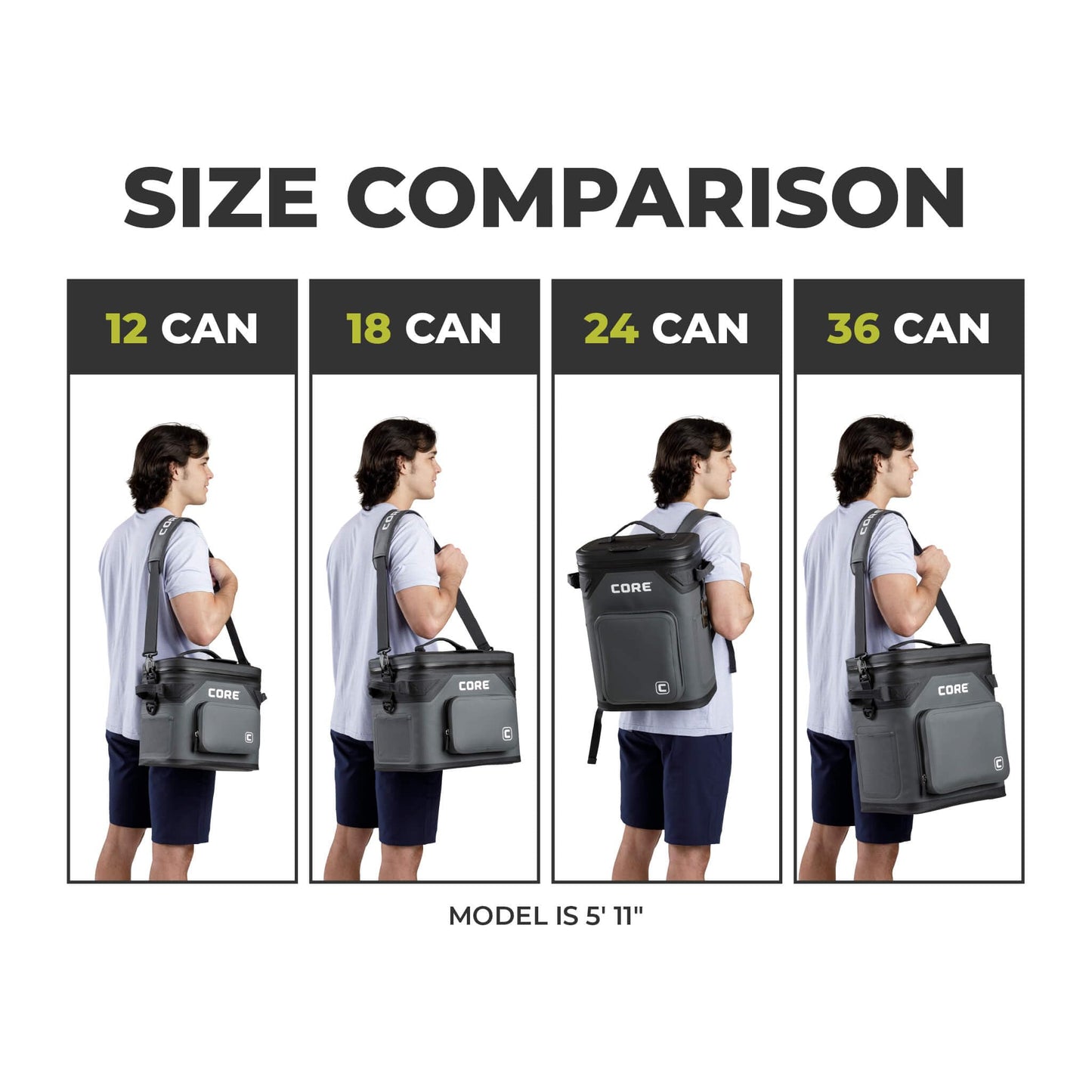 CORE Magnetic Leak Proof 12 Can Soft Cooler with Waterproof Zipper | Insulated Bag Portable Ice Chest Box | Best Soft Cooler for Food & Beverages for Tailgating, Car Camping, and Family Beach Picnics