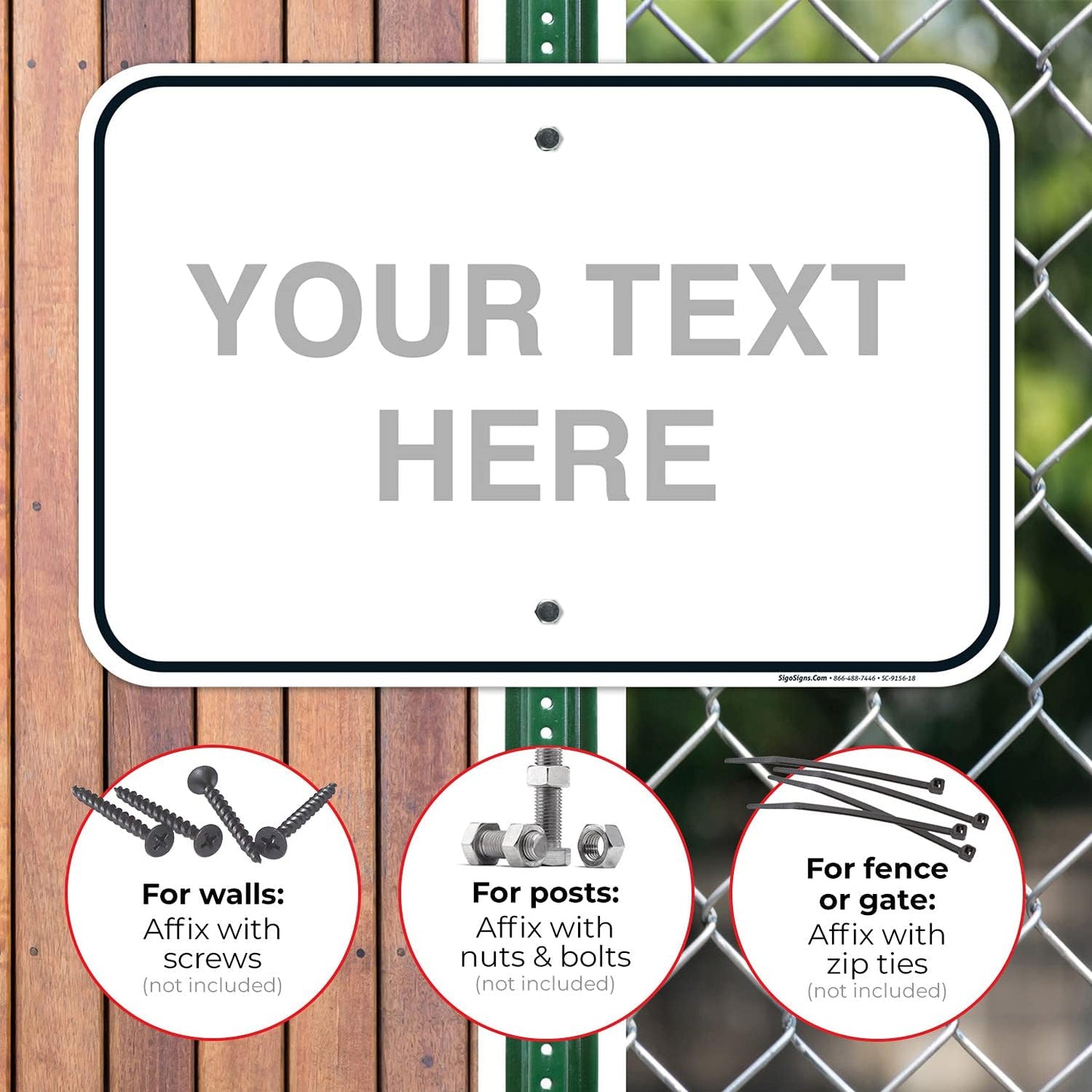 Custom Sign, Personalized Metal Signs, Customize for Office, Business, Home, Workplace, Airbnb, Delivery Signs, 12x18 Inches, Rust Free .063 Aluminum, Fade Resistant, Made in USA by Sigo Signs