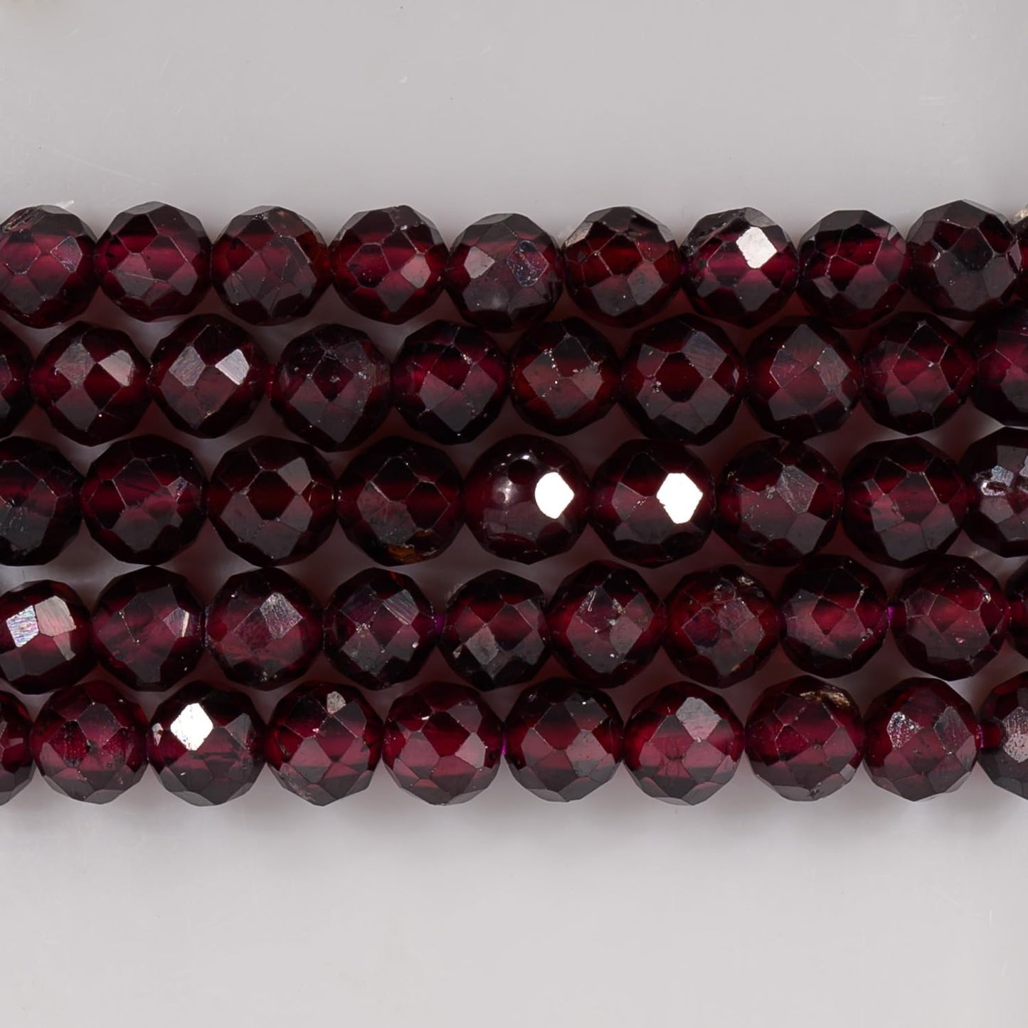 Angelstones Natural Red Garnet Gemstone Stretch Bracelet, 4mm Faceted Round Beads, Crystal Healing for Women