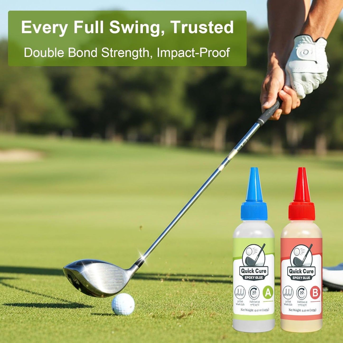 250ml Golf Club Epoxy, Waterproof and Transparent, Strong Adhesion, 5-Minute Initial Cure, Golf Shaft Epoxy for Graphite & Steel Shafts, Driver, Iron, Putter Repair