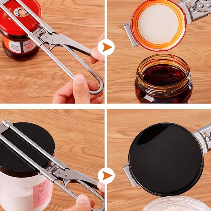 Jar Opener for Weak Hands, Adjustable Stainless Steel Lid Gripper, Effortless Multifunctional Bottle Opener for Seniors & Arthritis, Manual Jar Gripper Kitchen Accessories (1)