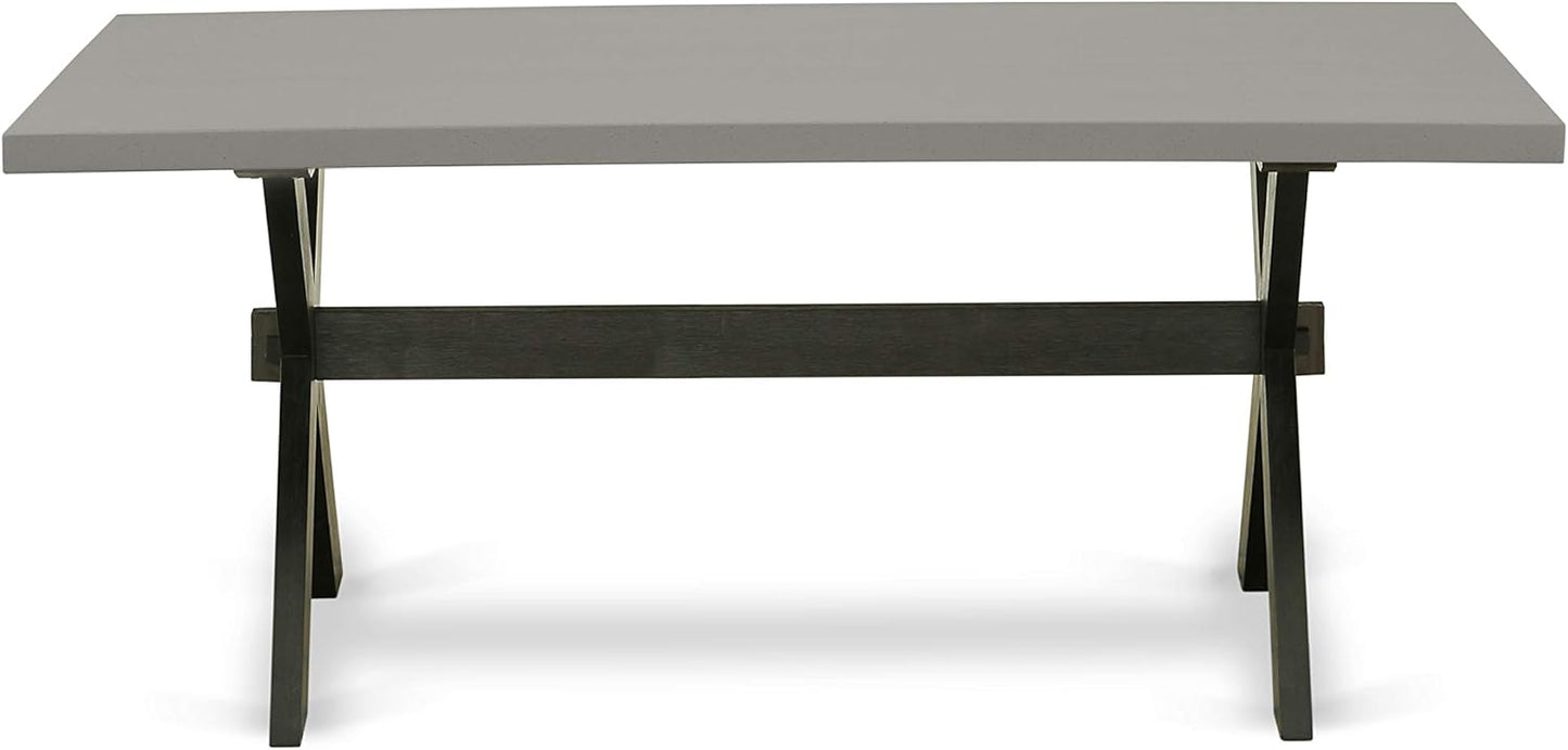 East West Furniture X697AB106-7 7 Piece Kitchen Table Set Consist of a Rectangle Dining Table with X-Legs and 6 Shitake Linen Fabric Parson Dining Chairs, 40x72 Inch, Multi-Color